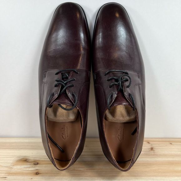 Clarks Gilman Lade mens leather Oxford shoes size 11 Burgundy New without box - Picture 6 of 9
